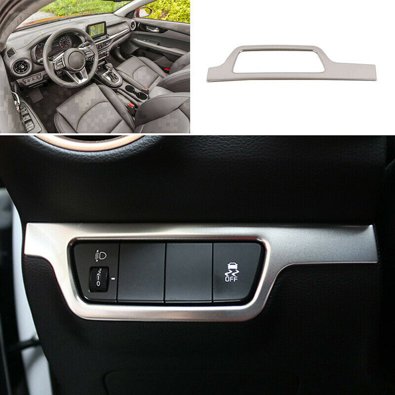 Para Kia Forte 2019-2021 Interior Plateado Interruptor Botón Cubierta Ajuste Marco
