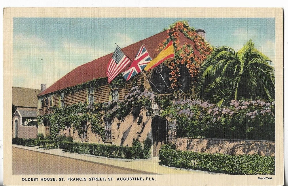Vtg Postcard - Oldest House, St Francis Street - St Augustine, Florida