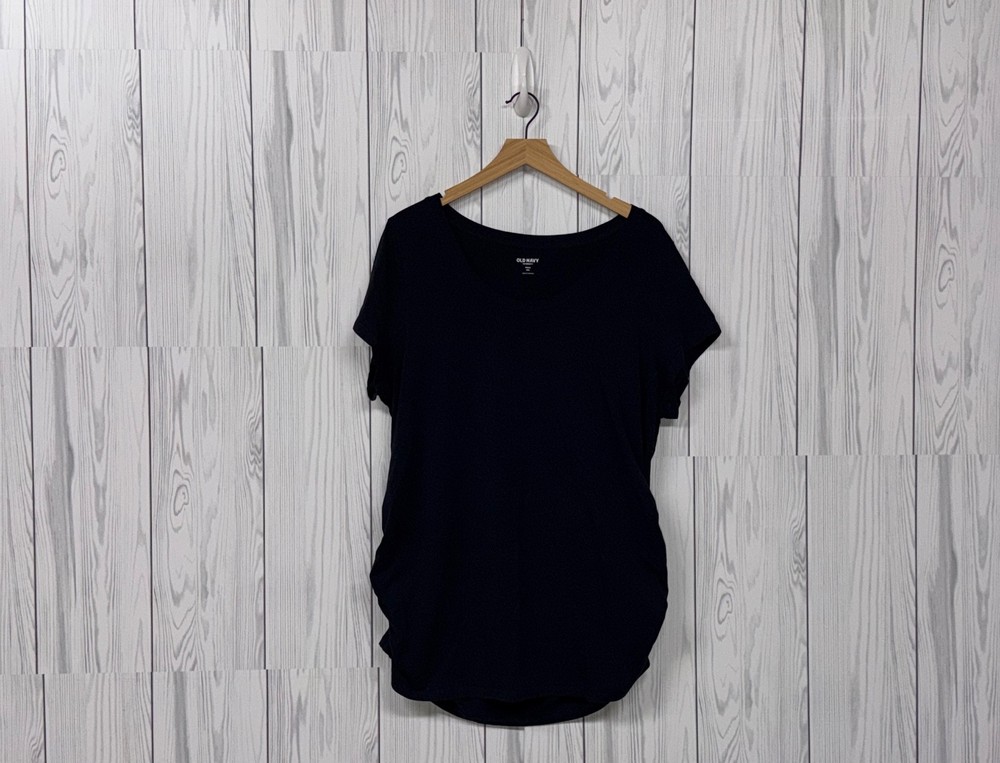 Old Navy maternity top womens size XXL short sleeve solid navy stretch shirt