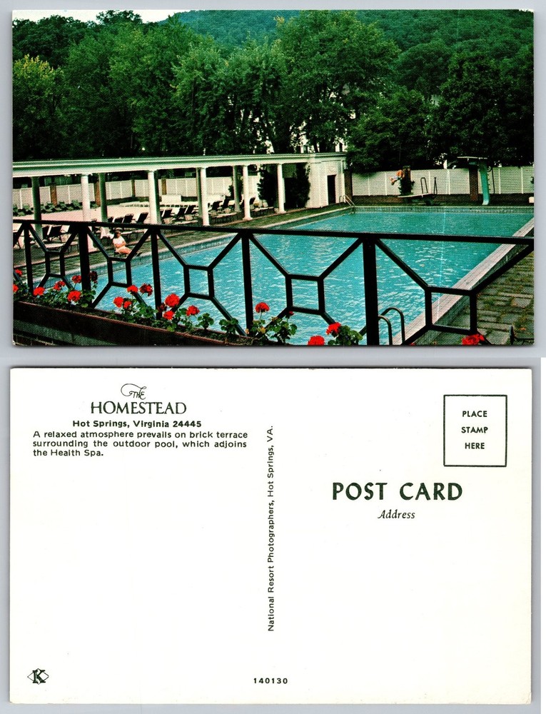 The Homestead Hot Springs VA Outdoor Pool Chrome Postcard Virginia 1960s