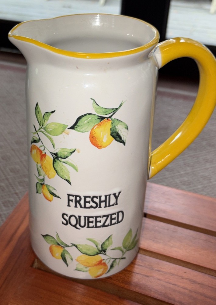 New ceramic Pitcher “ Freshly Squeezed.”
