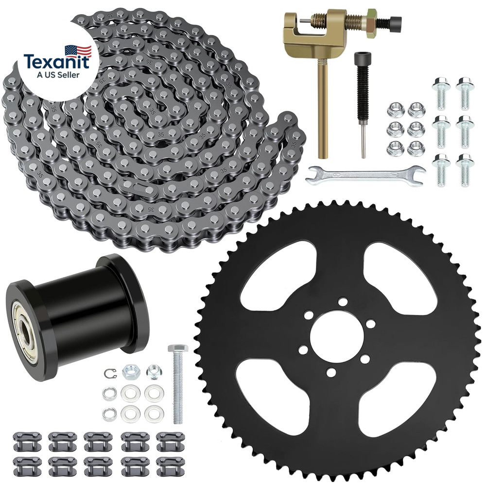65 Tooth Sprocket 35 Chain with 140 Links Replacement for Coleman CT100U CC100X