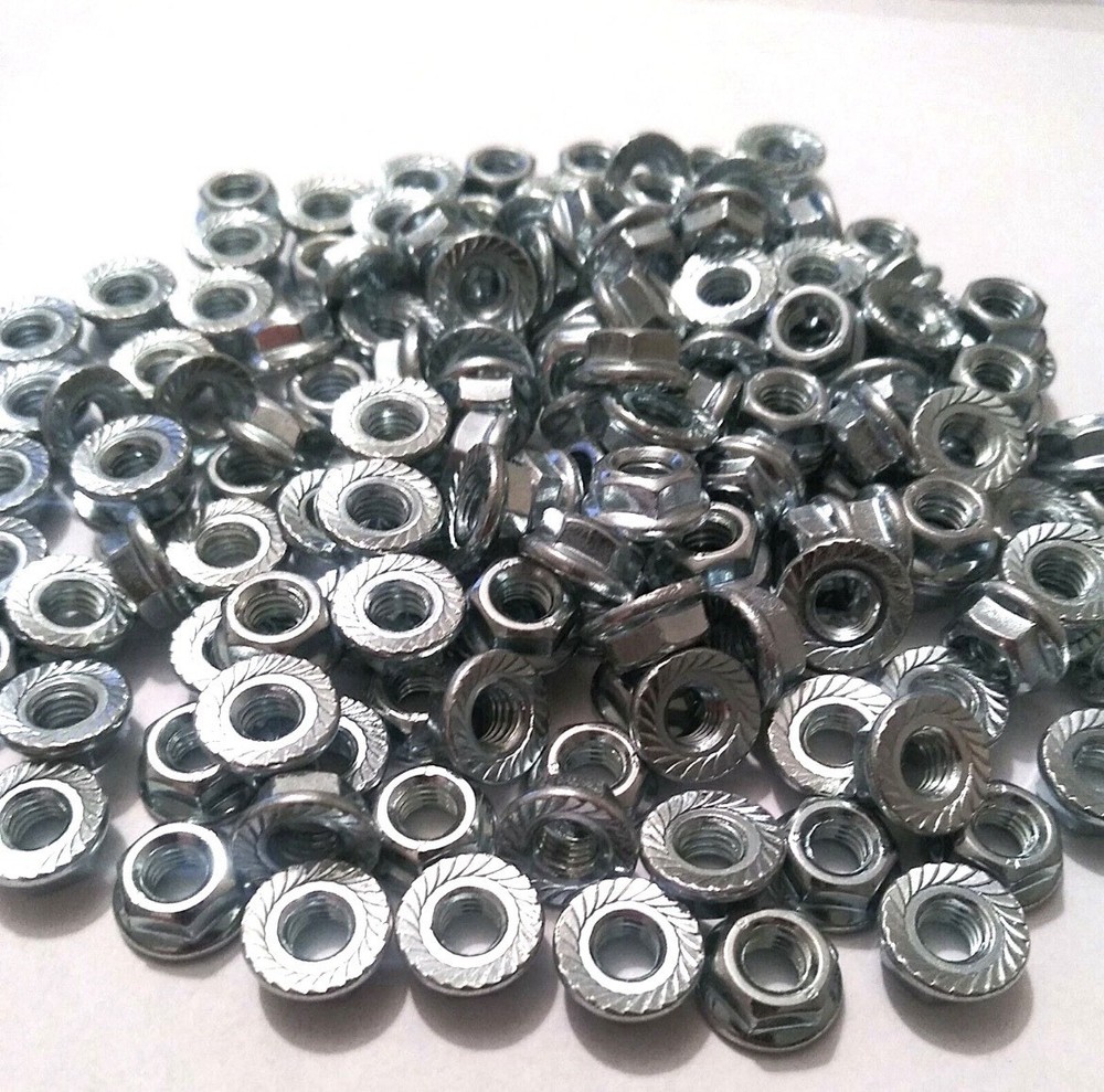 1/4-20 - Qty 50 - Serrated Hex Flange Nuts  Zinc-Made In Usa