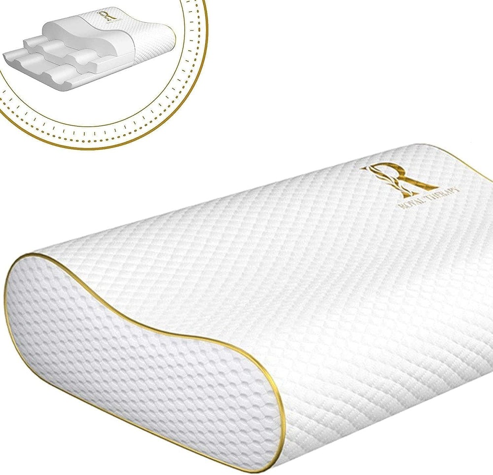 Royal Therapy Queen Memory Foam Neck Pillow 24x14x5 White