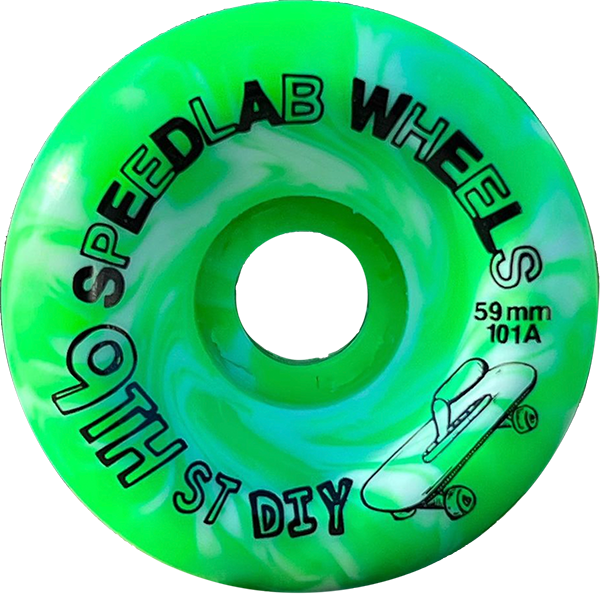 SPEEDLAB 9TH STREET DIY 59mm 101a GRN/WHT SWIRL WHEELS SET