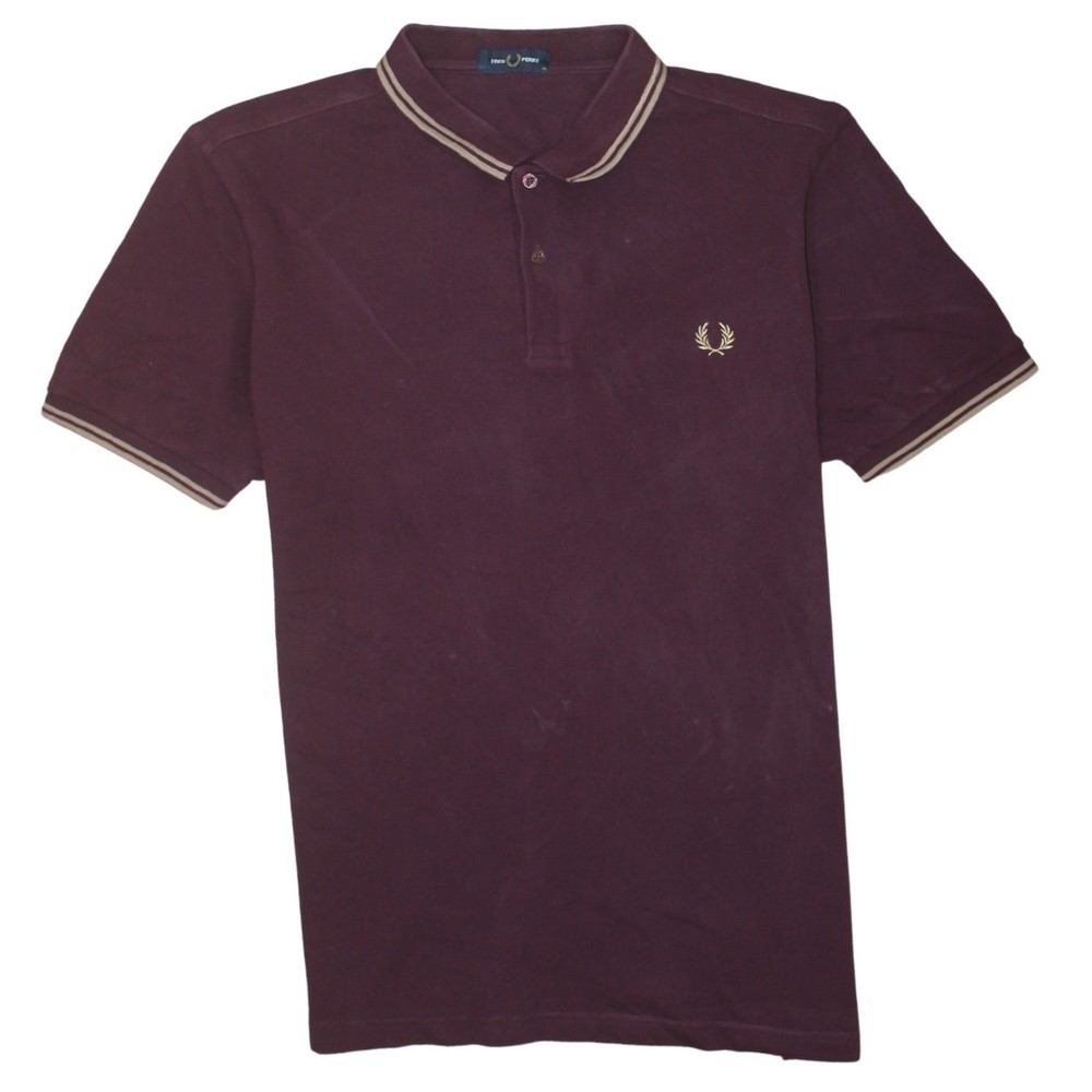 Fred Perry Womens Polo Shirt Burgundy Cotton Embroidered Laurel Twin Tipped XL