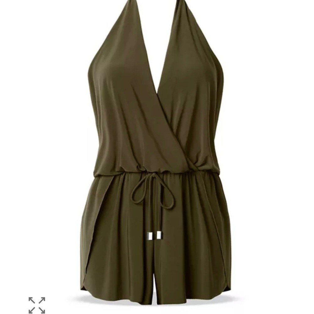 Magicsuit Miraclesuit Bianca Romper Swimsuit Green Womens 14 Halter One Piece