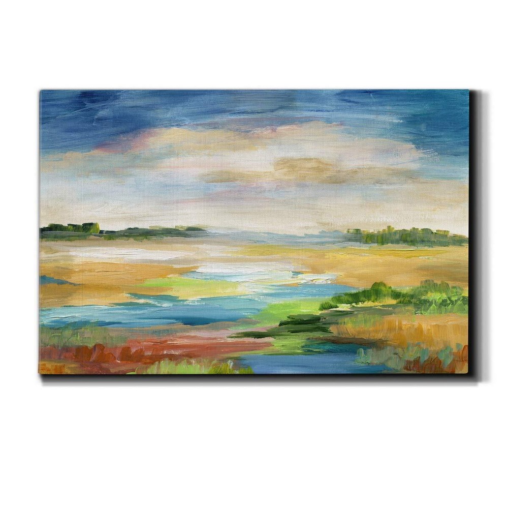 Landscape Wall Art Premium Gallery Wrapped Canvas Abstract Ocean Forest Moder...-image
