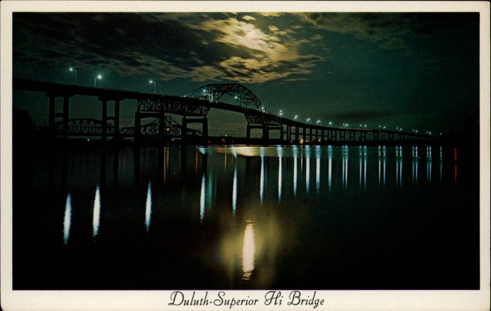 Duluth Minnesota Superior High Bridge St Lawrence Seaway ~ 1950s postcard