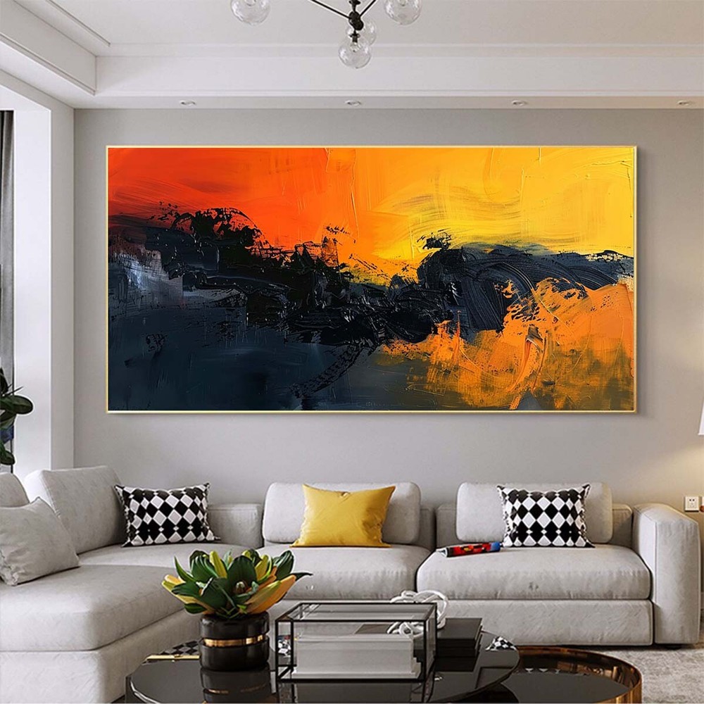 Handpainted Abstract Oil Paintings On Canvas Wall Art Picture Home Decor Orange