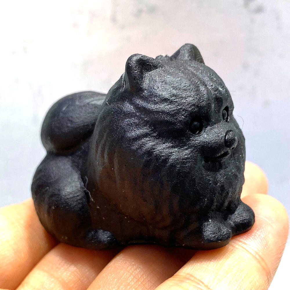 TOP Natural obsidian Quartz dog skull hand carved crystal reiki healing 1PC