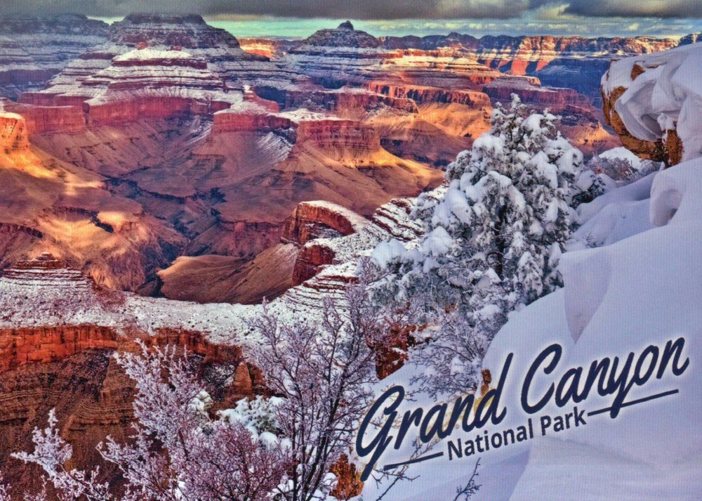 South Rim of Grand Canyon National Park, Arizona, Winter, Snow, AZ --- Postcard