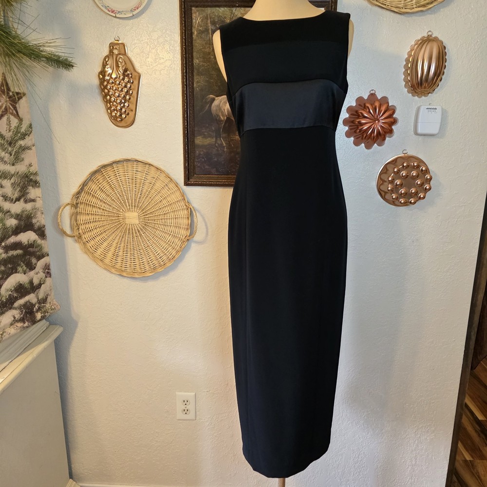 Vtg Jones New York 4P Black Sleeveless Y2K Evening Date Night Valentine's Dress