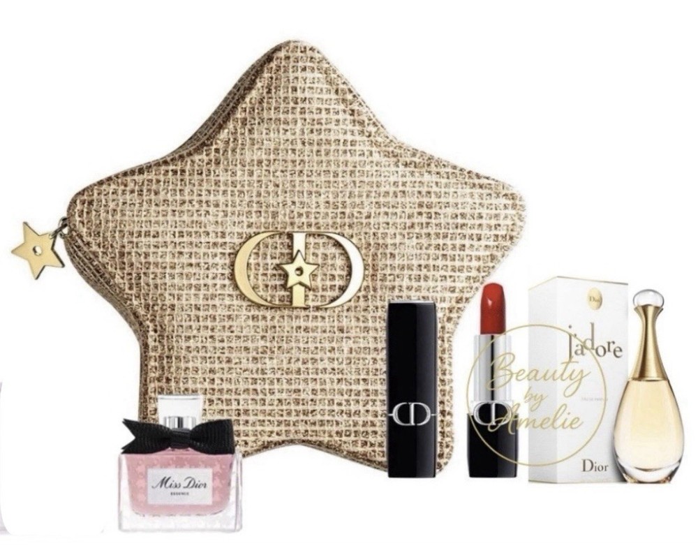 Dior Limited Edition Gold Star Pouch 4pc Gift Set Miss Dior Essence Exclusive