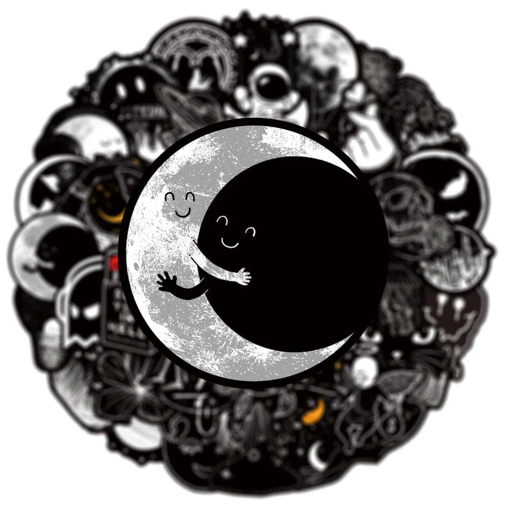 10/50Pcs Black White Gothic Terror Horror Skull Stickers for Laptop Computer Lug