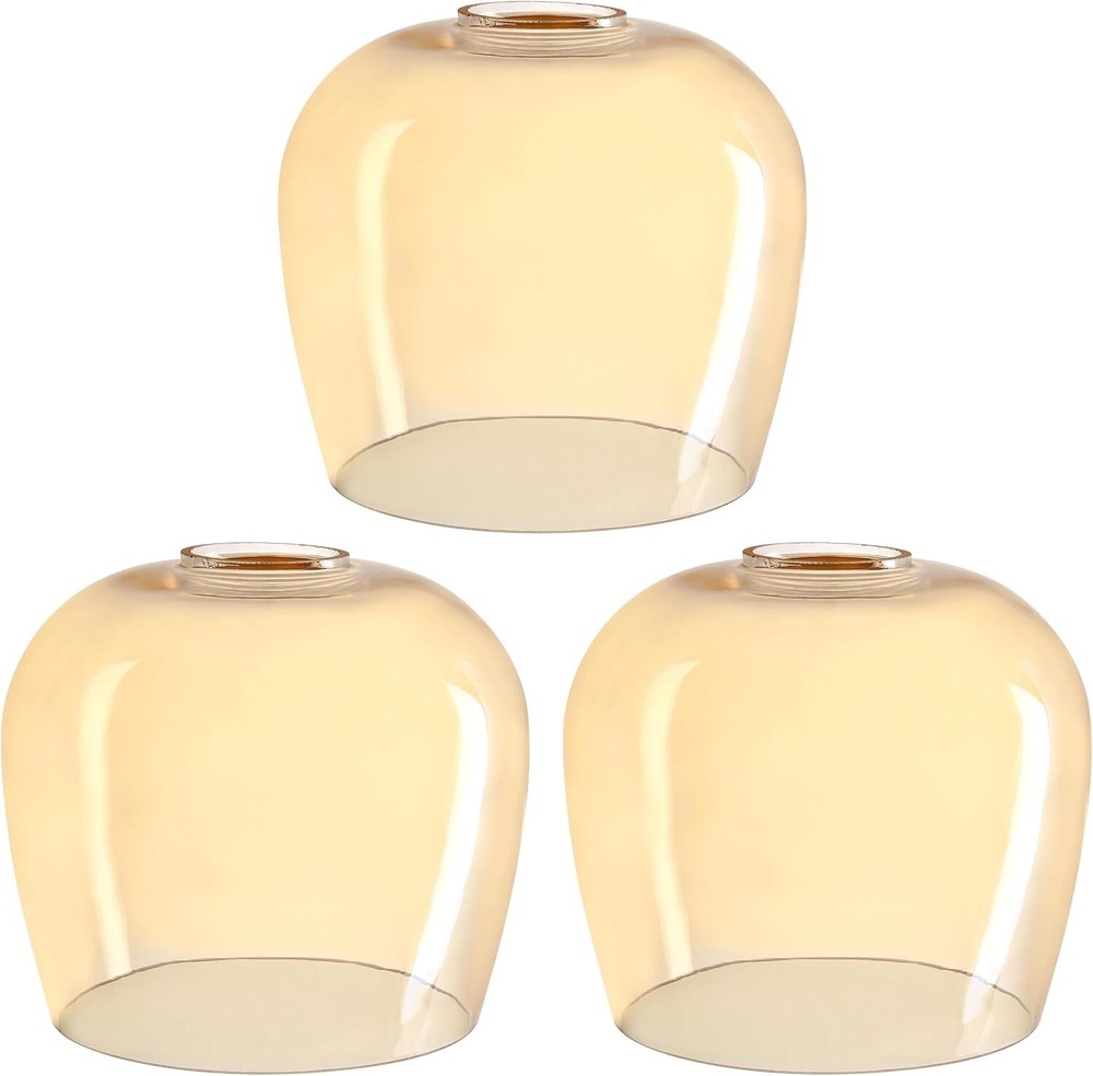 3 Pack 6.1 Inch Clear Amber Glass Lamp Shade Pendant