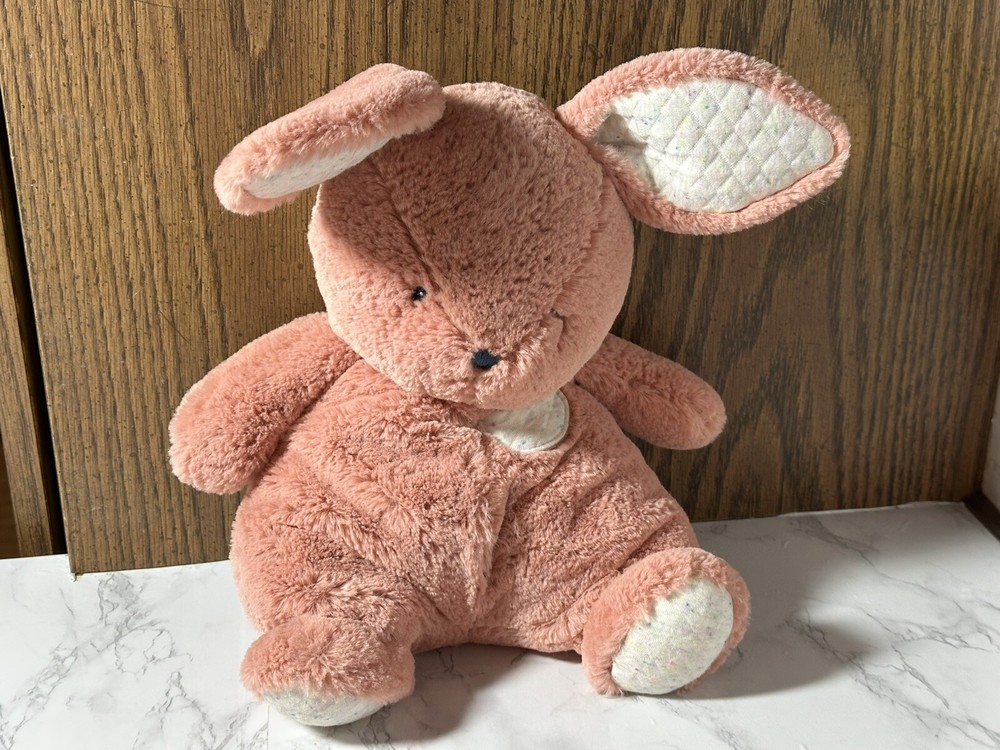 gund oh so snuggly pink bunny embroidered eyes and nose quilted ears front pocke