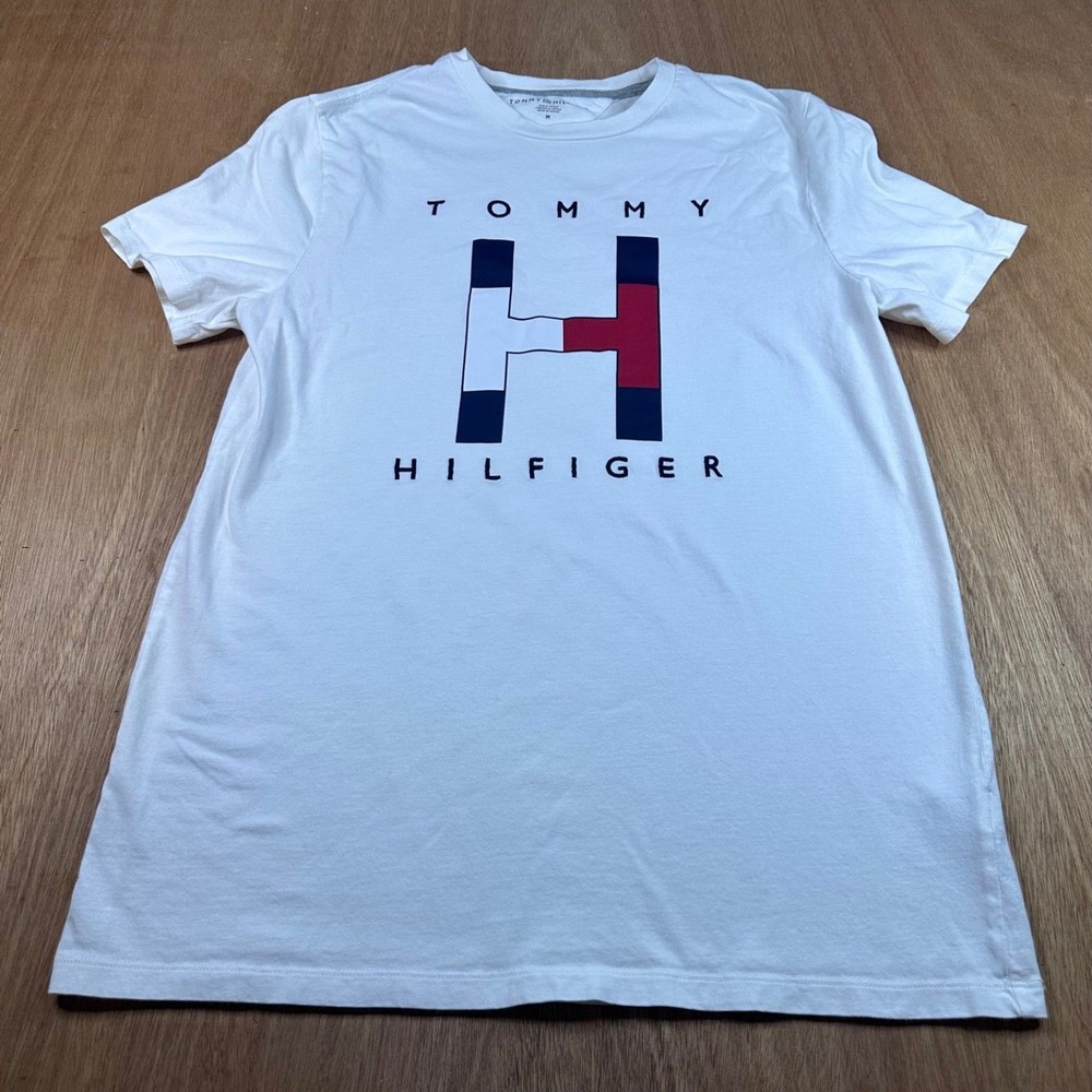 Tommy Hilfiger Logo T Shirt White Big H Graphic Men’s M