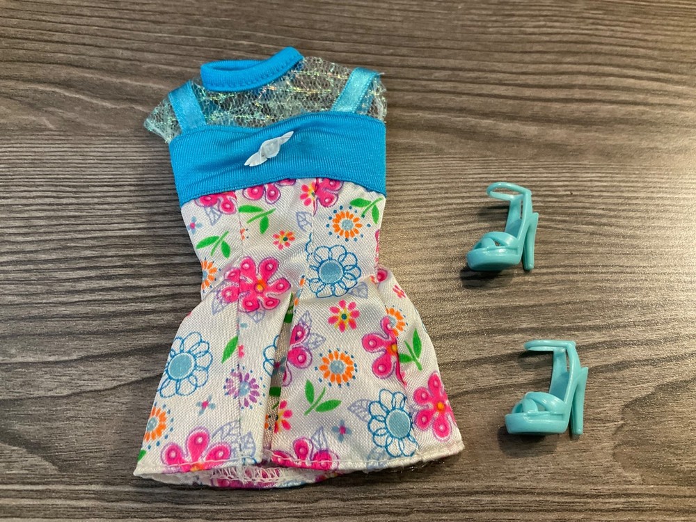 Mattel  Barbie Doll Clothes  1996 Flower Fun Dress Shoes Outfit Lot
