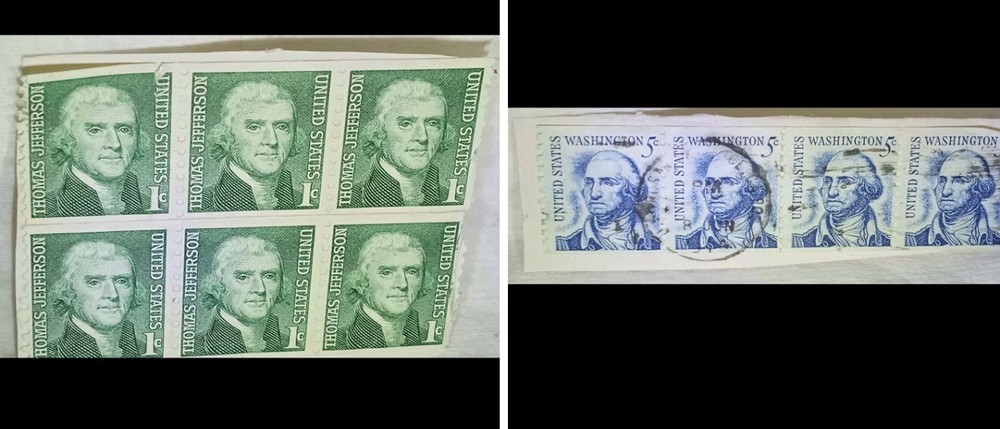 Rare Set Of 6 Thomas Jefferson 1¢ Never Used Stamps AND Set Of 4 Used  5c Wash