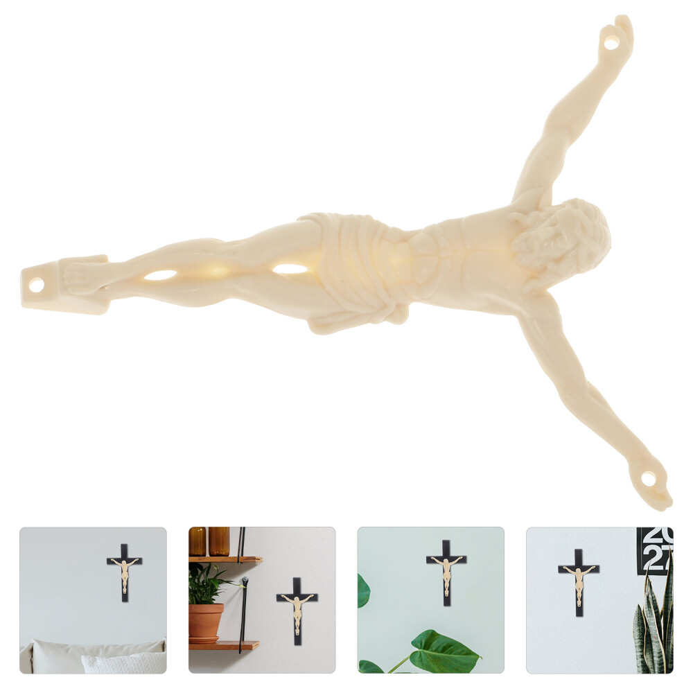 Small Plastic Jesus Statue on Cross for Symbolic Living Space Decoration