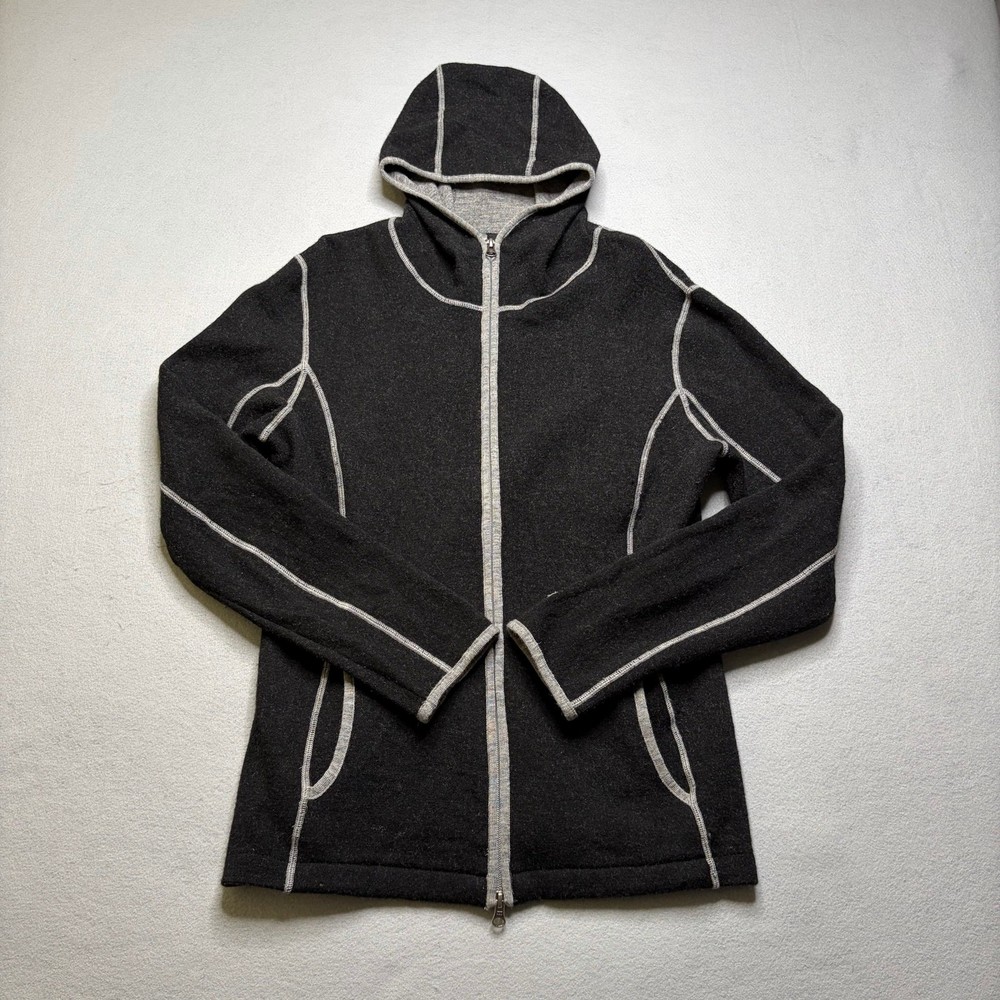 Kuhl Merino Wool Full Zip Hoodie Jacket Women’s Medium Gray Outdoor Sweater