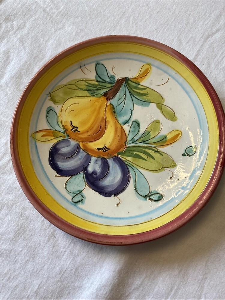 Hand Painted Terra Cotta Wall Plate Pottery From Italy