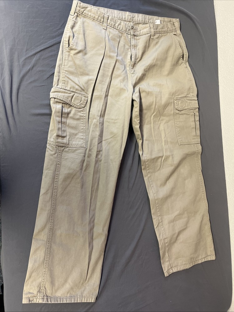 Men's Dickies 36x32 Relaxed Straight Cargo Work Pants Wrinkle Resistant Beige