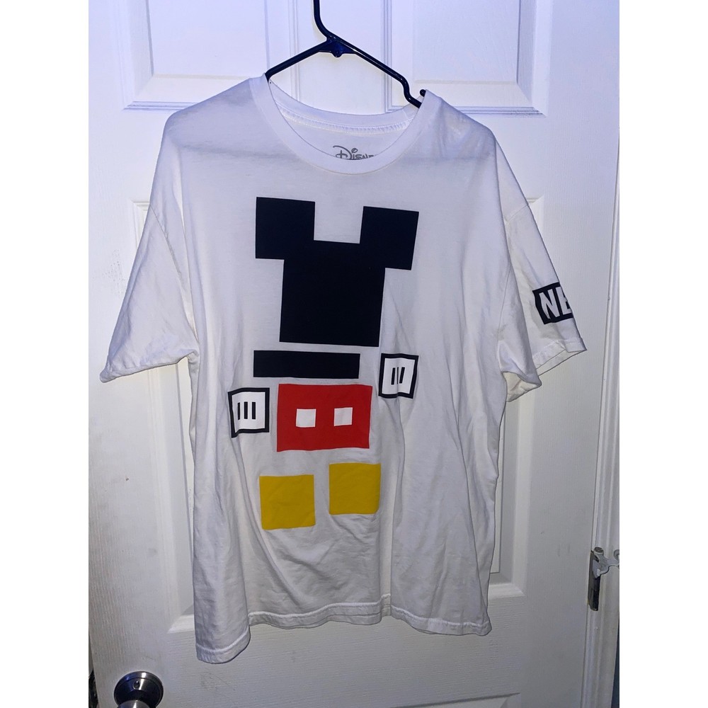 Disney Neff Mickey Mouse Abstract Graphic T-Shirt Mens Large White Short Sleeve-image