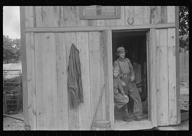 Photo:Circleville Ohio Hooverville Dwellers 1938 Man Child Shanty Doorway