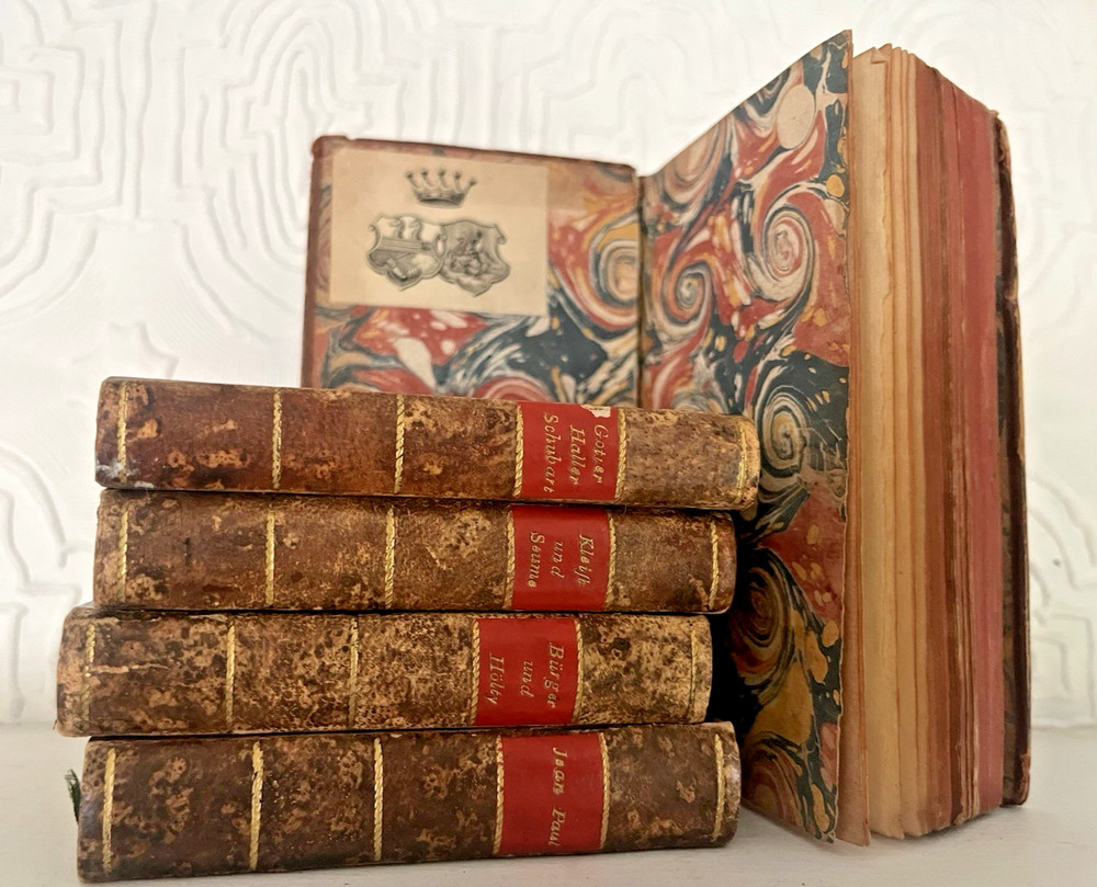 Antique Literature Book Set from 1700-1800s - Engraved Portraits of German Poets