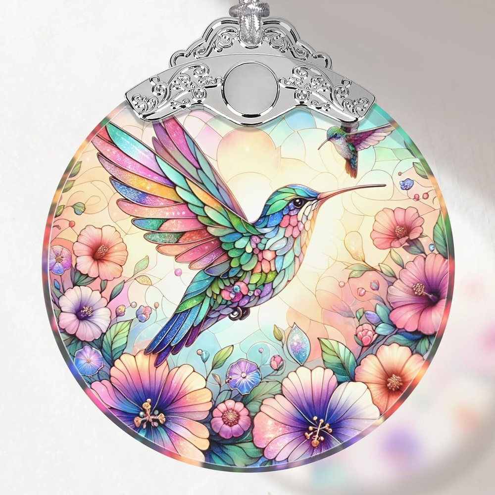 Hummingbird Stained Glass Ornament, Christmas Ornaments,