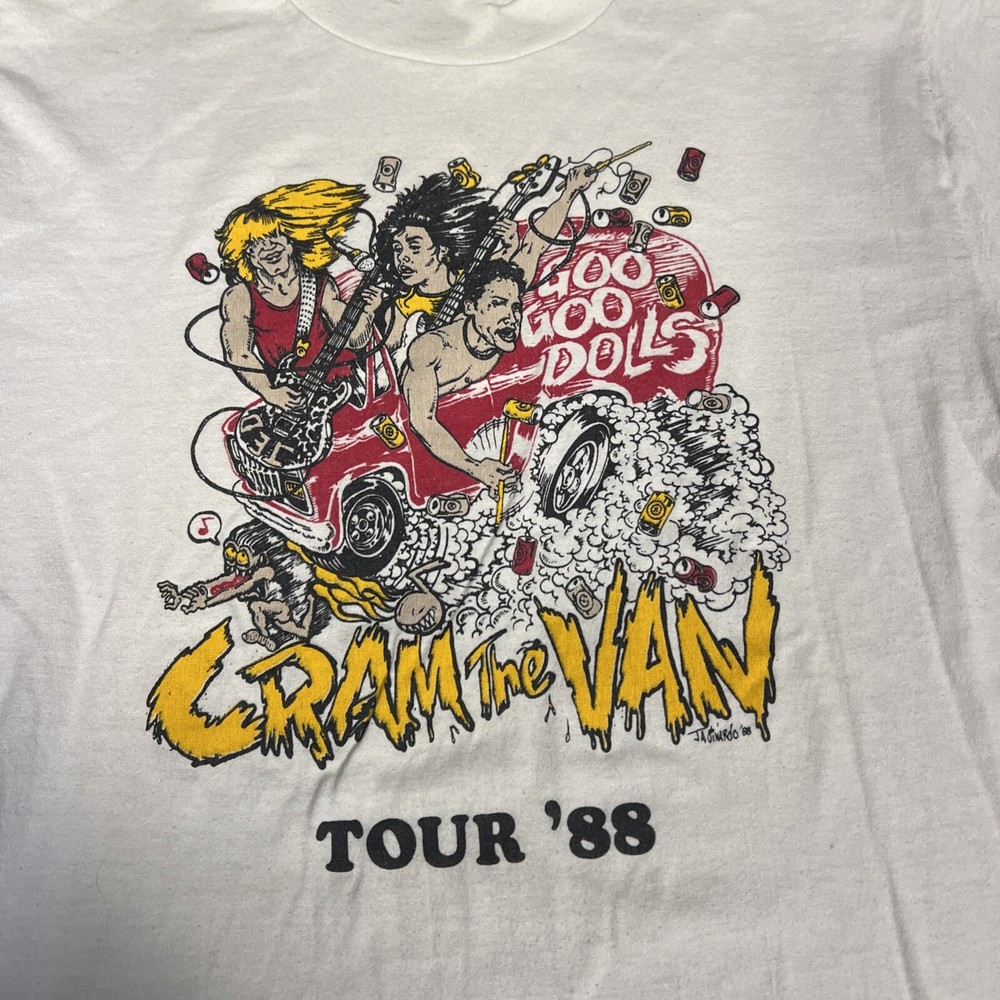 Vintage Goo Goo Dolls Concert T Shirt 1988 Cram The Van Tour MA309 FREE SHIPPING