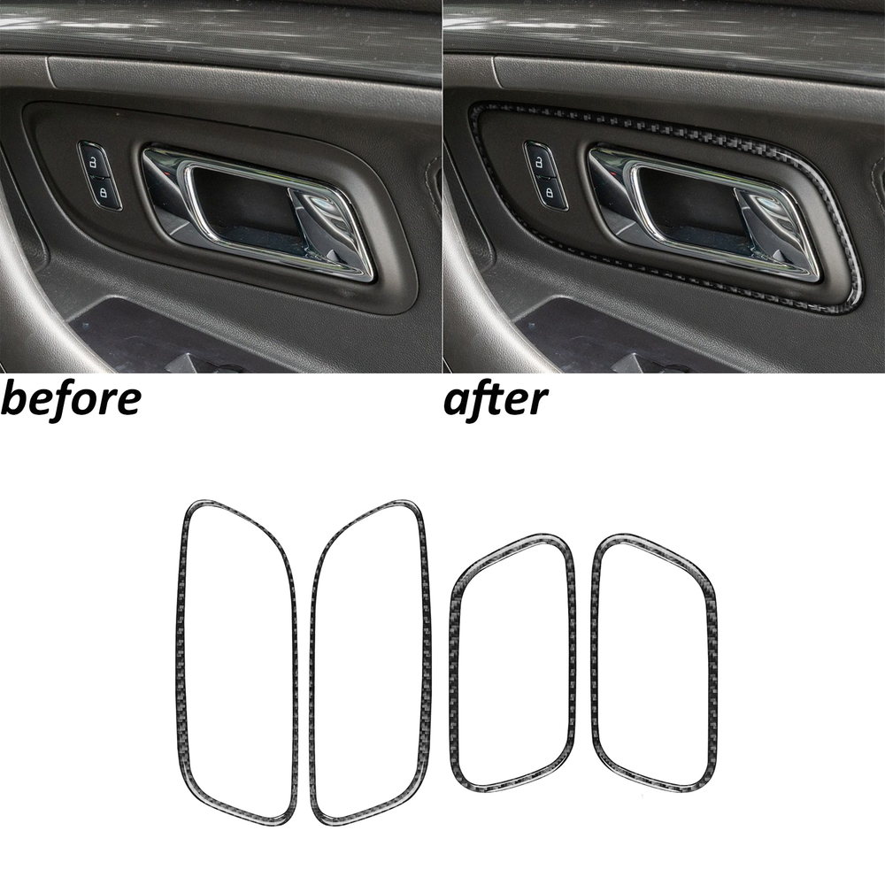 4Pcs Real Carbon Fiber Interior Door Handle Cover Trim For Ford Taurus 2013-2019