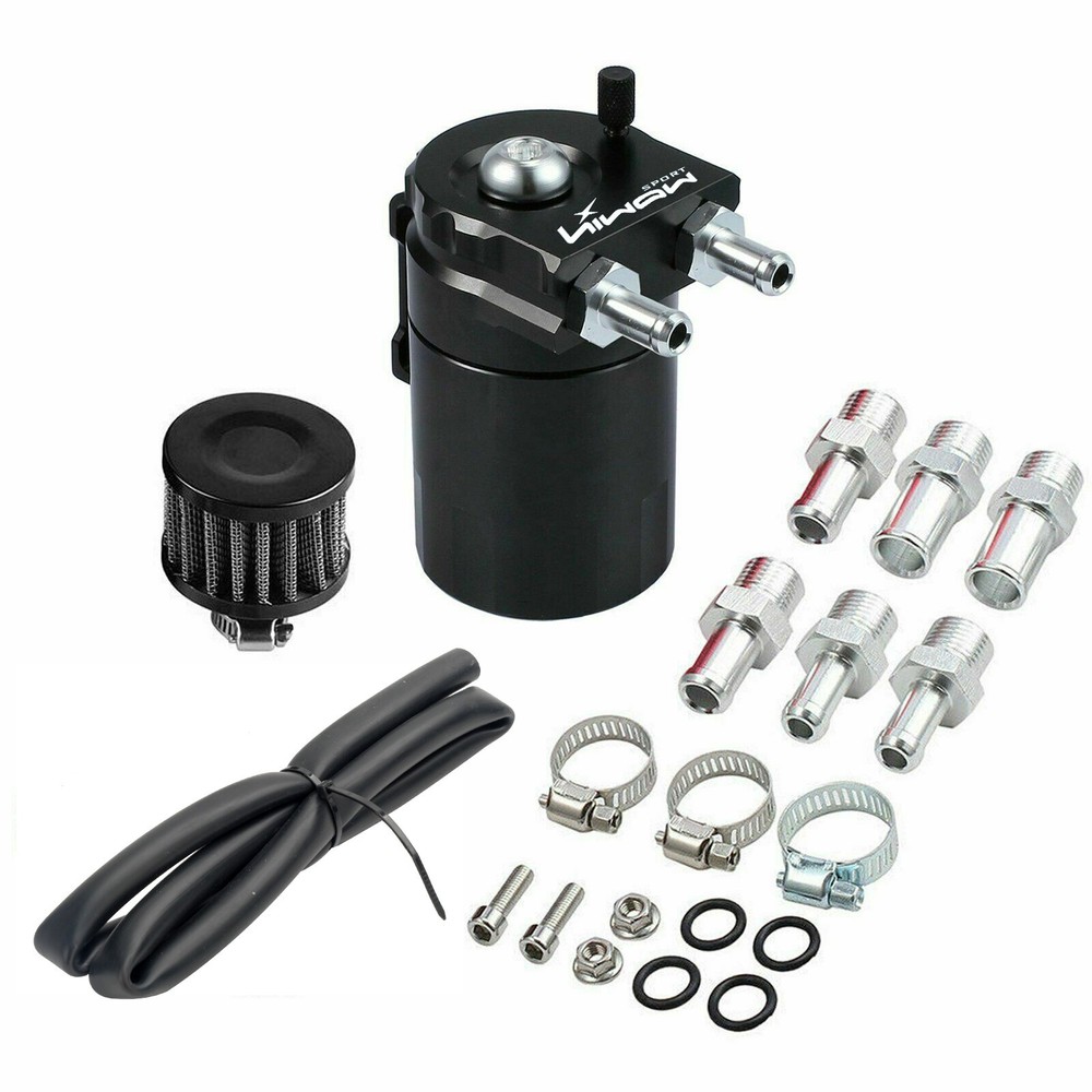 Oil Catch Can Kit Reservoir Baffled Tank with Breather Filter Universal Aluminum