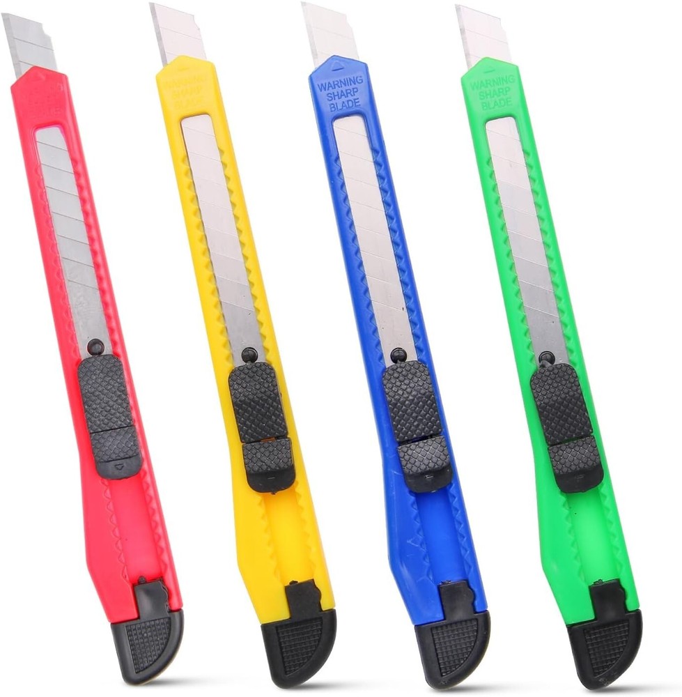 4 Pack 3rd Gen Box Cutter Utility Knife with Razor Blades