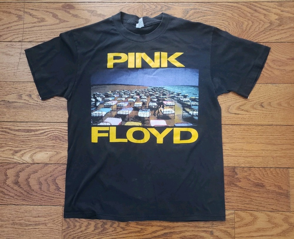 Vintage Pink Floyd World Tour 1987 Black Graphic Band Tee Large T-Shirt READ