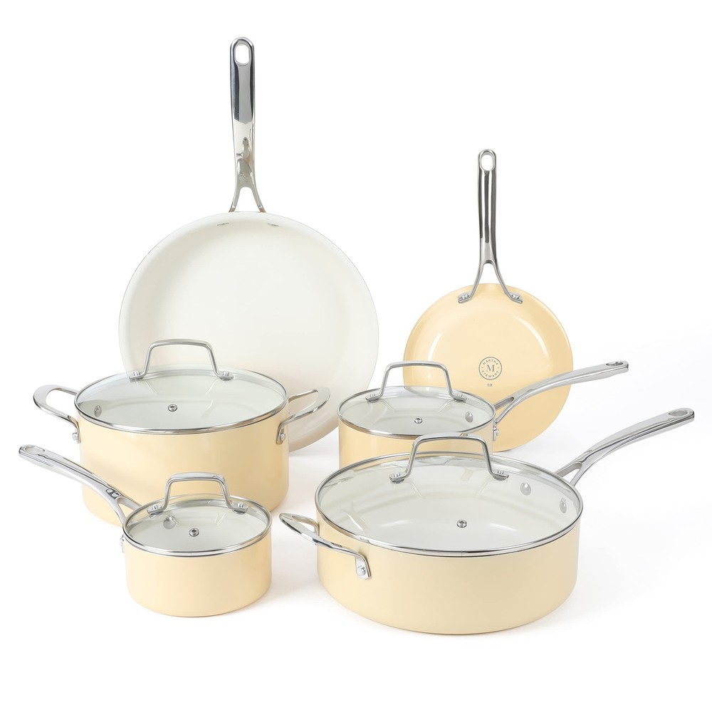 Lockton Premium Nonstick PFA Free Ceramic Interior 10 Piece Enamel Heavy Gaug...