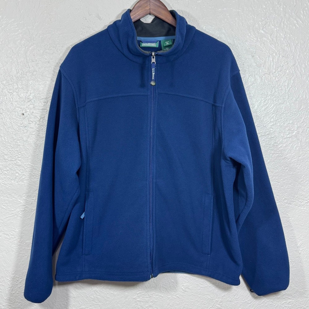 LL Bean Fleece Jacket XL Full Zip Pockets Navy Vtg Y2K Gorpcore Outdoor Neutral