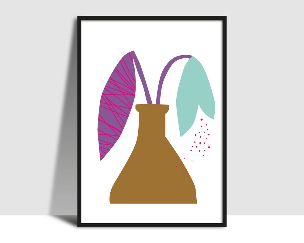 Simple Vase Pale Blue Flower Wall Art Instant Printable Bright Modern