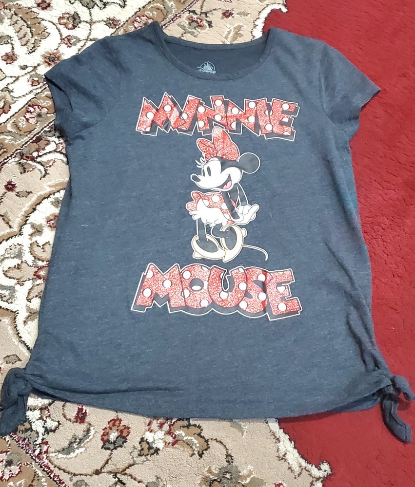 Disney Minnie Mouse girls top size XL cotton grey t-shirt short sleeves A-1