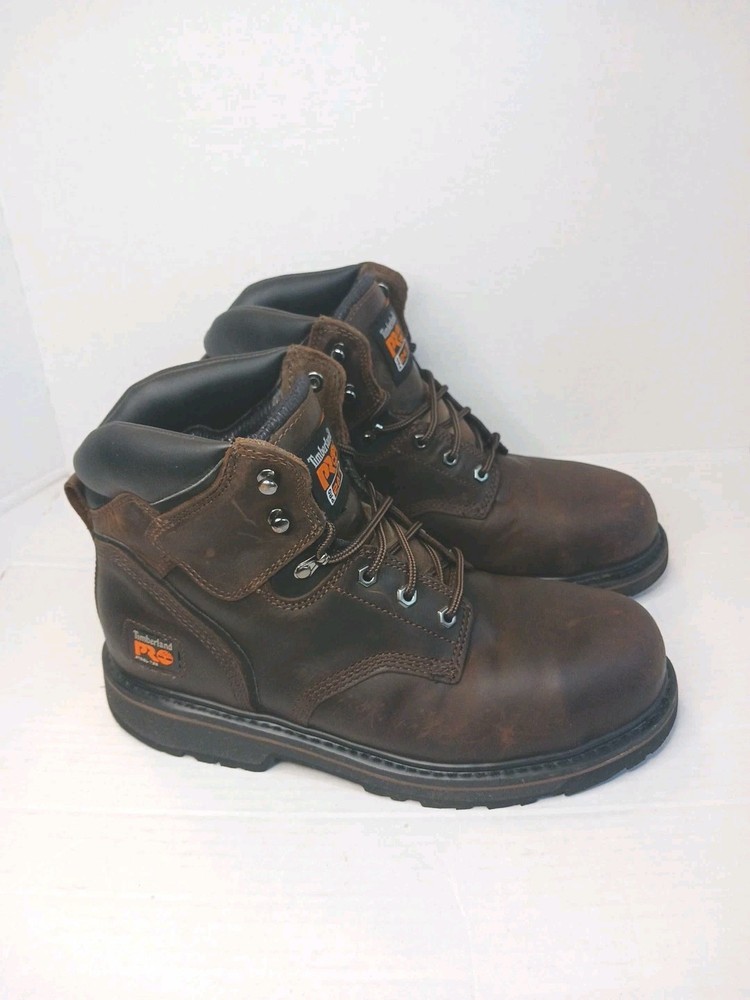 TIMBERLAND Pro Pit Boss 6 Steel Toe Work Boots for Men Size 10.5M Brown