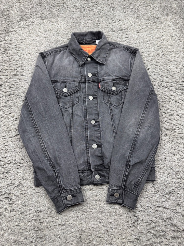 Levis Trucker Jacket Men Small Charcoal Gray Western Denim Coat Y2K S40116