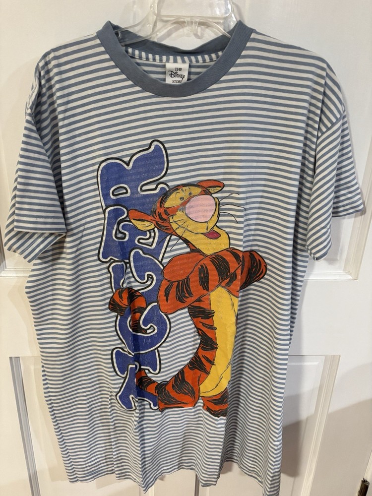 Vintage 90s Disney Store Night Shirt One Size Made In USA Tigger SINGLE Sided