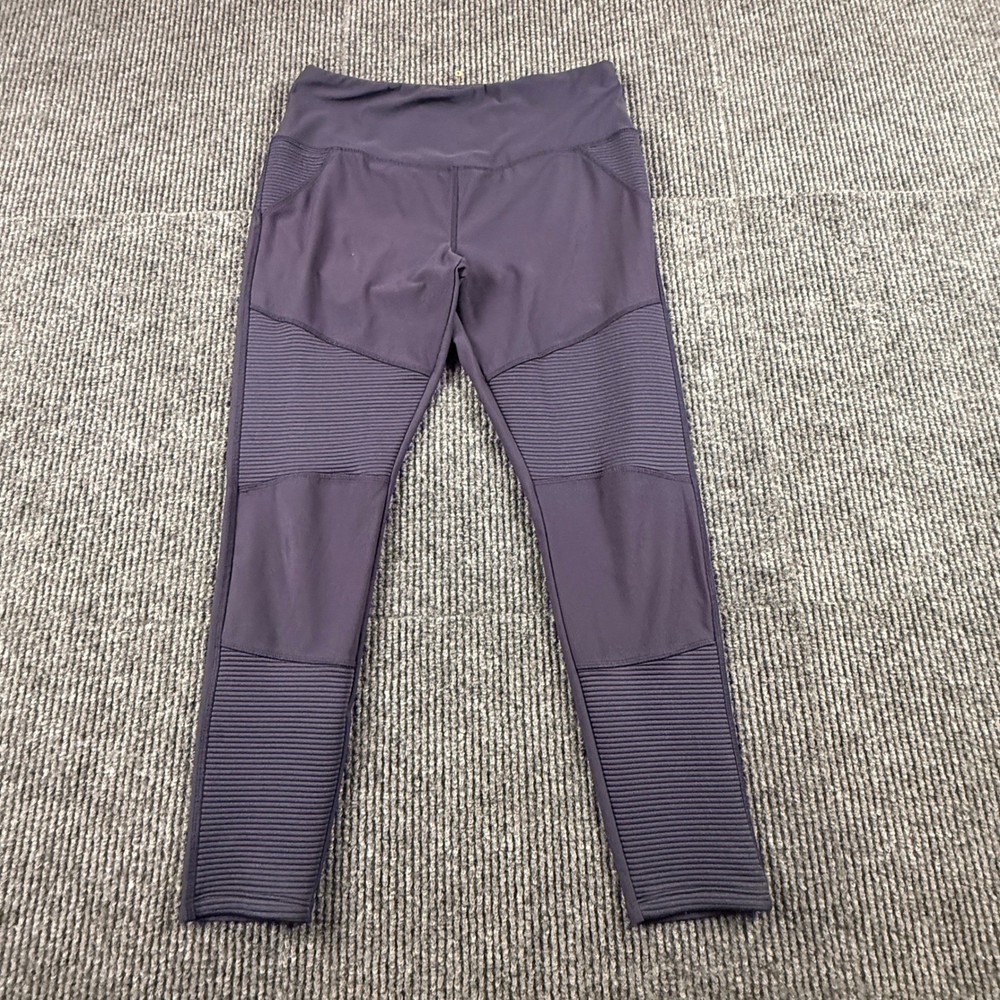 Vogo Athletica Womens Size Medium Moto Leggings Purple Ribbed Panel High