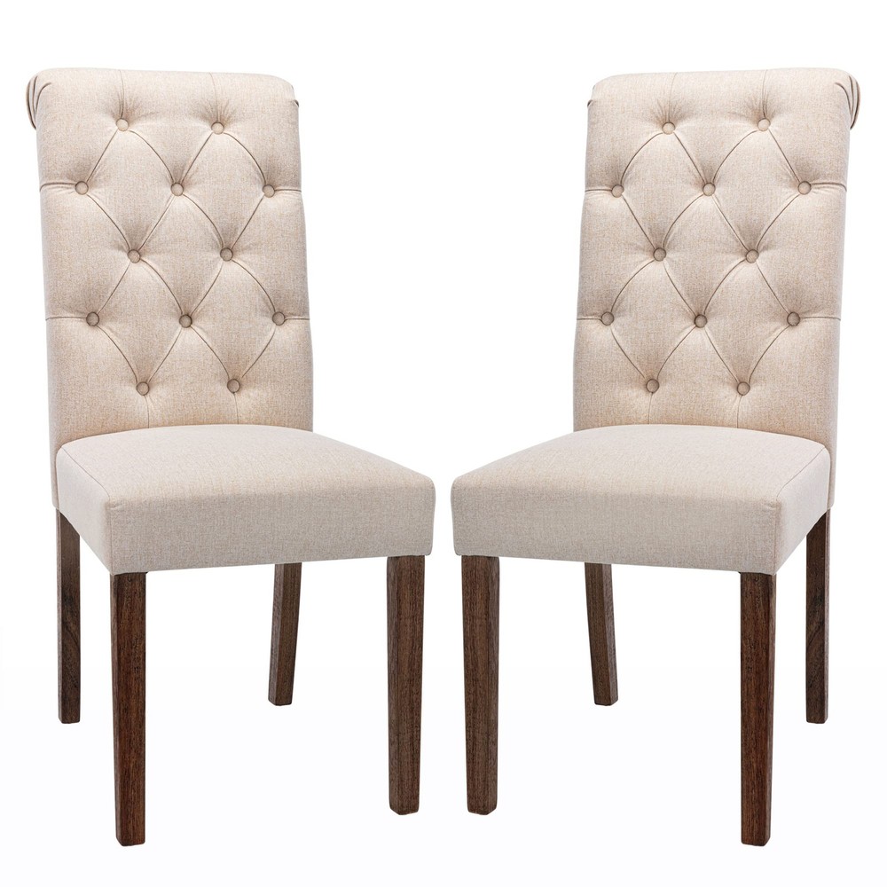Elegant Tufted Upholstered Dining Chairs Set of 2 - Parsons Style Diner Seating