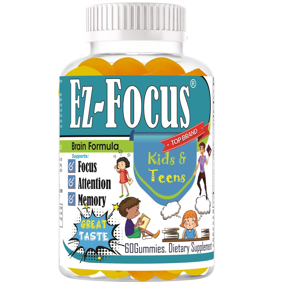 Ez-Focus Kids Brain Focus Chewable Gummies for Attention and Memory Support