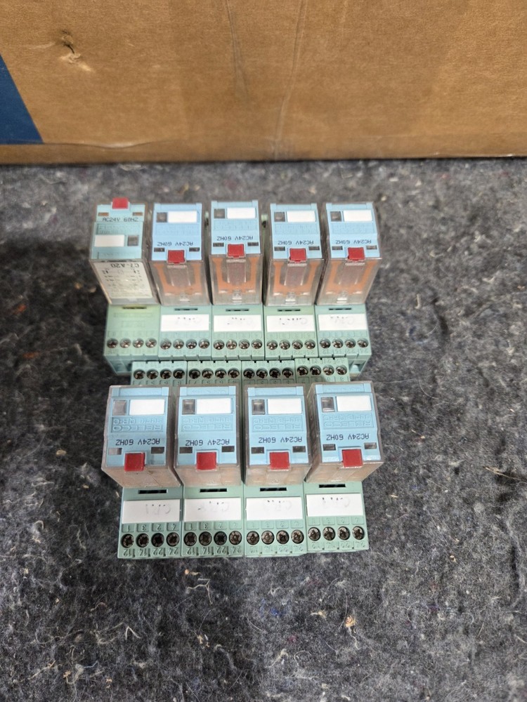 Releco C7-A20 240VAC Relay With Base, 24VAC Coil LOT OF 9