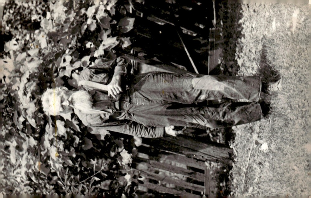 C1920s Elderly Bearded Man Farmer Overalls Wooden Fence RPPC Real Photo Postcard