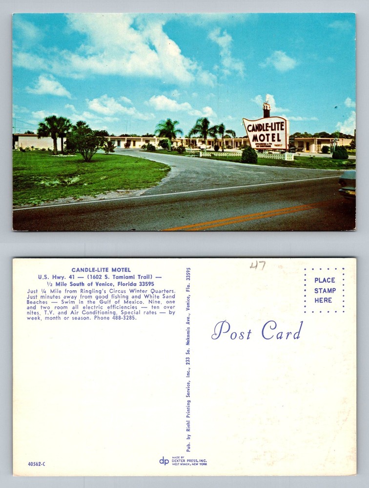 Venice, FL-Florida, Candle Lite Motel On The Tamiami Trail Vintage Postcard